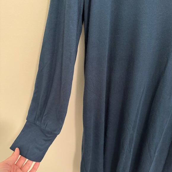 LOFT NWT Blue Cowl Neck Long Sleeve Swing Dress - Picture 3 of 7